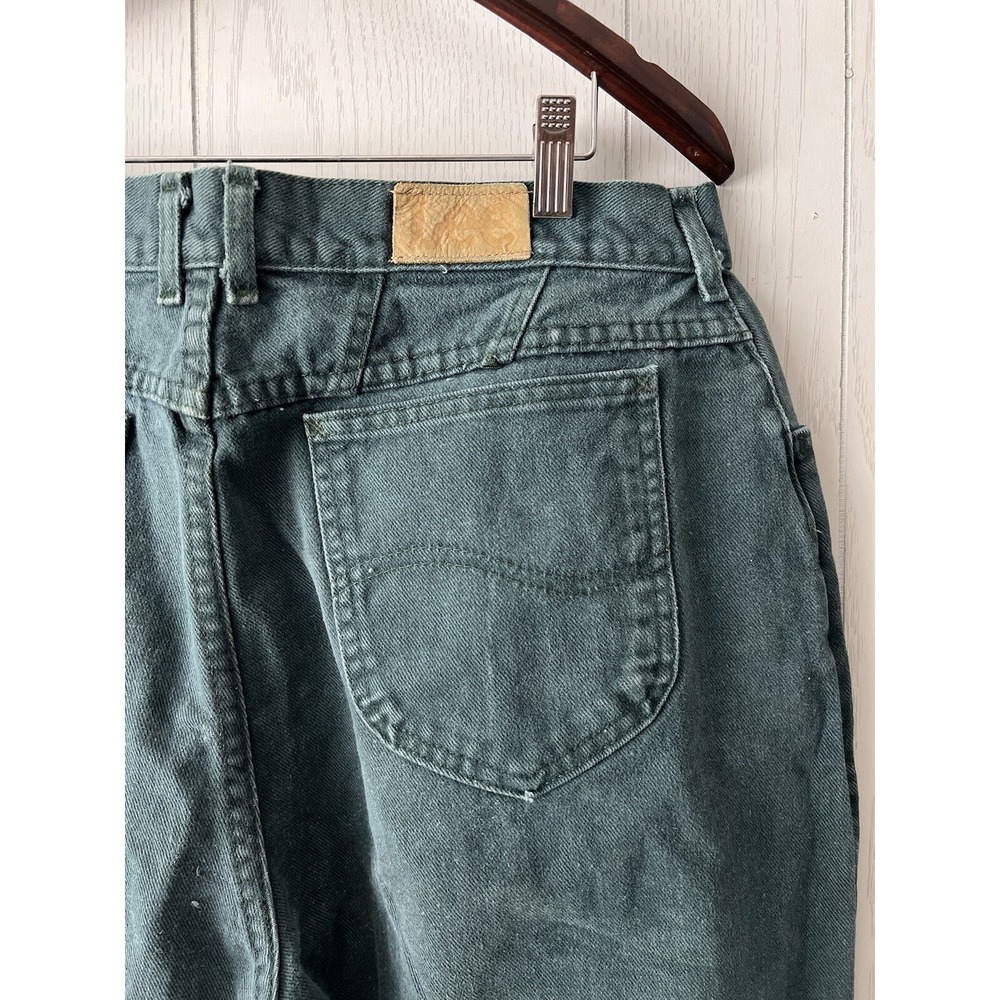 Vintage 90's Lee Jeans Green Denim Women Size 18 Deep Green 34" X 29.5" 14" Rise - Picture 10 of 12